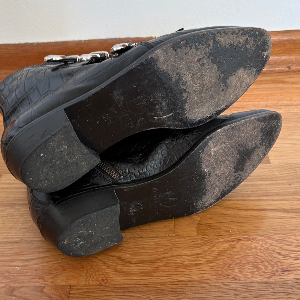 Modern Vice Black Leather Buckle Ankle Boots 8.5 - Picture 6 of 8